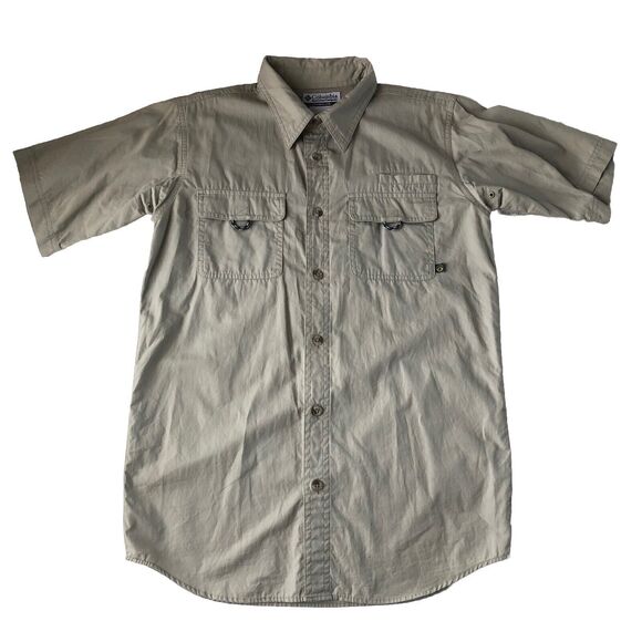 Columbia PFG Shirt Youth XL Khaki Vented Outdoor Cotton Short Sleeve - Picture 1 of 16